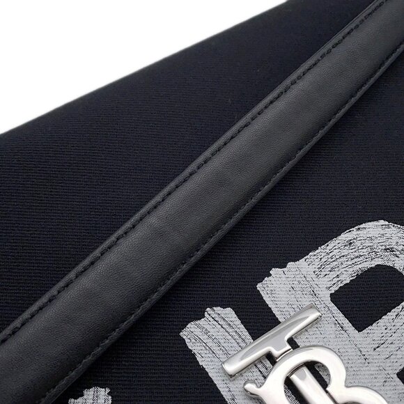 BURBERRY Roller ChainShoulder Canvas/Leather Black/White - Picture 8 of 14